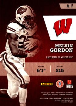 2016 Panini Contenders Draft Picks - Class Reunion #17 Melvin Gordon Back