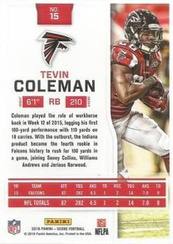 2016 Score - Artist's Proof #15 Tevin Coleman Back