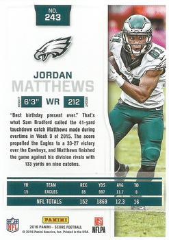 2016 Score - Artist's Proof #243 Jordan Matthews Back