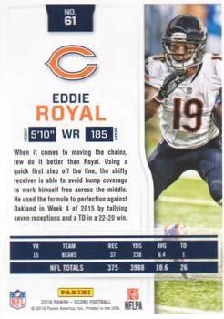 2016 Score - Red Zone #61 Eddie Royal Back