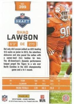 2016 Score - Red Zone #399 Shaq Lawson Back