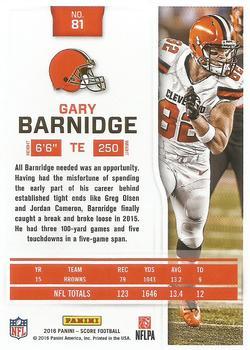 2016 Score - Jumbo Gold Zone #81 Gary Barnidge Back