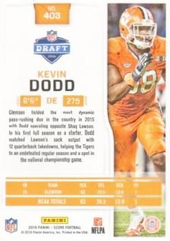 2016 Score - Jumbo Gold Zone #403 Kevin Dodd Back