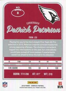 2016 Donruss #8 Patrick Peterson Back