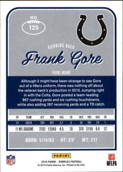 2016 Donruss #125 Frank Gore Back