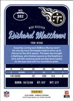 2016 Donruss #282 Rishard Matthews Back