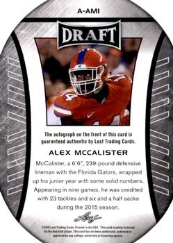 2016 Leaf Draft - Autographs #A-AM1 Alex McCalister Back