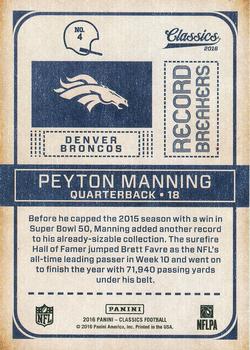 2016 Panini Classics - Record Breakers #4 Peyton Manning Back