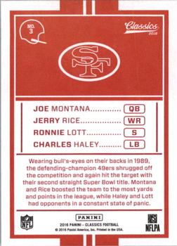 2016 Panini Classics - Team Tributes #3 Charles Haley / Jerry Rice / Joe Montana / Ronnie Lott Back