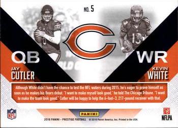 2016 Panini Prestige - Connections #5 Jay Cutler / Kevin White Back