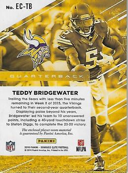 2016 Donruss Elite - Elite Coverage #EC-TB Teddy Bridgewater Back