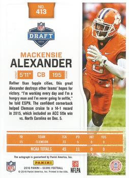 2016 Score - Rookie Signatures Jumbo Artist's Proof #413 Mackensie Alexander Back