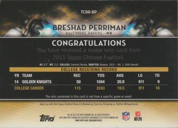 2015 Topps Chrome - Rookie Relics Retail #TCRR-BP Breshad Perriman Back