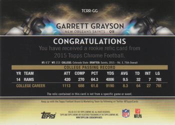 2015 Topps Chrome - Rookie Relics Retail #TCRR-GG Garrett Grayson Back