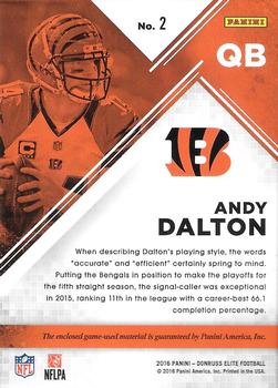 2016 Donruss Elite - Prime Numbers 1st #2 Andy Dalton Back