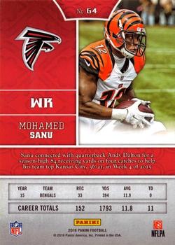 2016 Panini - Knight's Templar Foil #64 Mohamed Sanu Back