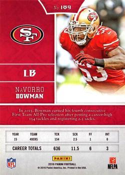 2016 Panini - Knight's Templar Foil #189 Navorro Bowman Back