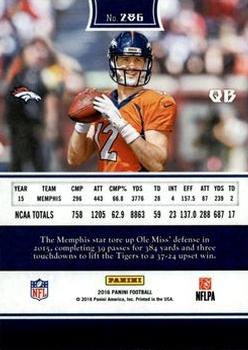 2016 Panini - Knight's Templar Foil #286 Paxton Lynch Back