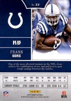 2016 Panini - Bravery Green #22 Frank Gore Back