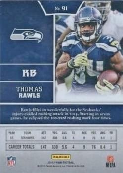 2016 Panini - Red #91 Thomas Rawls Back