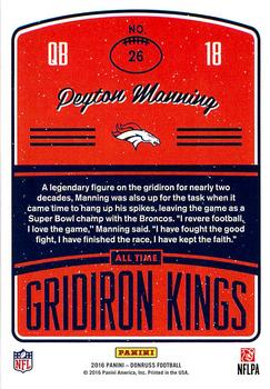 2016 Donruss - All-Time Gridiron Kings #26 Peyton Manning Back