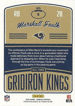 2016 Donruss - All-Time Gridiron Kings Studio #6 Marshall Faulk Back