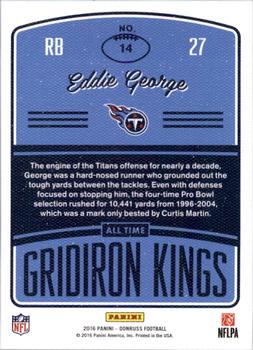 2016 Donruss - All-Time Gridiron Kings Studio #14 Eddie George Back