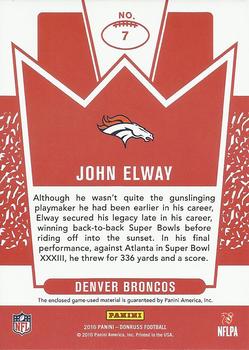 2016 Donruss - Canton Kings Jersey #7 John Elway Back