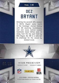 2016 Panini Spectra #14 Dez Bryant Back