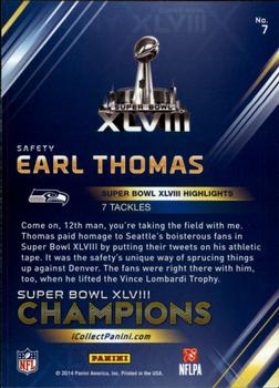 2014 Panini Seattle Seahawks Super Bowl XLVIII Champions #7 Earl Thomas Back