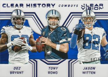2016 Panini Clear Vision - Clear History Trios Blue #2 Jason Witten / Dez Bryant / Tony Romo Front