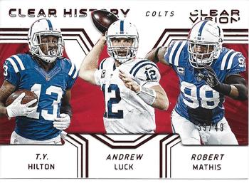 2016 Panini Clear Vision - Clear History Trios Red #14 Andrew Luck / Robert Mathis / T.Y. Hilton Front