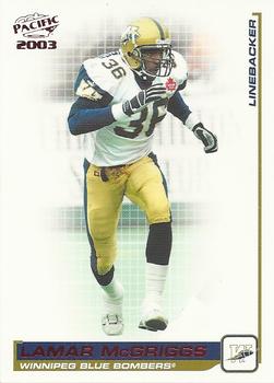 2003 Pacific  CFL - Red #104 Lamar McGriggs Front