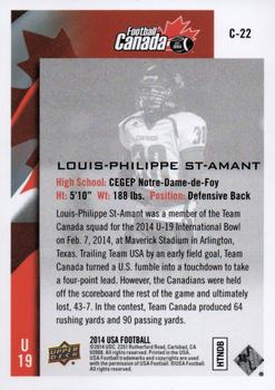 2014 Upper Deck USA Football - Team Canada #C-22 Louis-Philippe St-Amant Back