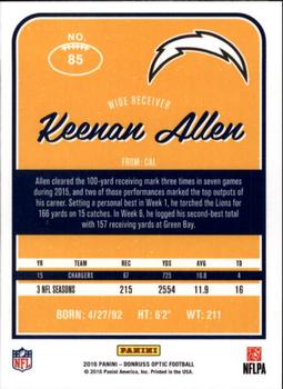 2016 Donruss Optic #85 Keenan Allen Back