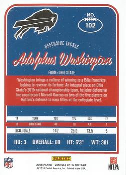 2016 Donruss Optic #102 Adolphus Washington Back