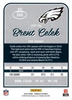 2016 Donruss - Press Proofs Gold #232 Brent Celek Back