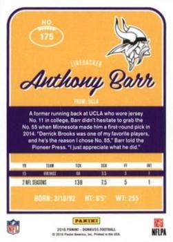 2016 Donruss - Stat Line Years #175 Anthony Barr Back
