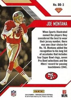 2016 Panini Unparalleled - Draft Diamonds Blue #DD-3 Joe Montana Back