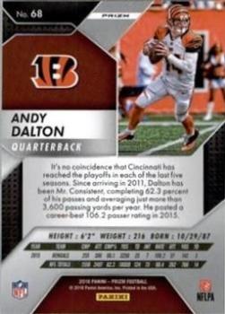 2016 Panini Prizm - Prizm #68 Andy Dalton Back