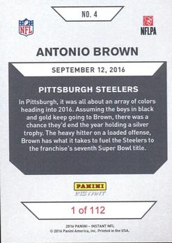 2016 Panini Instant #4 Antonio Brown Back