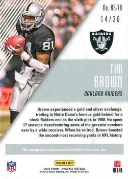 2016 Panini Phoenix - Retired Signatures #RS-TB Tim Brown Back