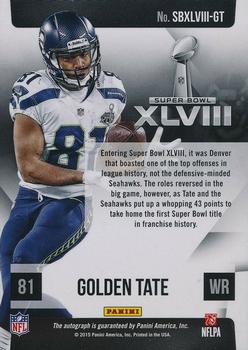 2016 Panini Immaculate Collection - Super Bowl Signatures #SBXLVIII-GT Golden Tate Back