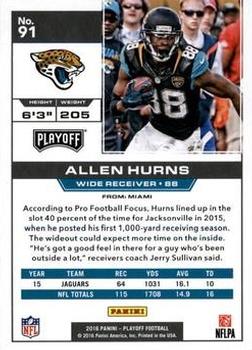 2016 Panini Playoff - 4th Down #91 Allen Hurns Back
