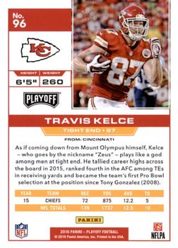 2016 Panini Playoff - 4th Down #96 Travis Kelce Back