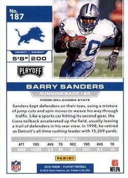 2016 Panini Playoff - 4th Down #187 Barry Sanders Back