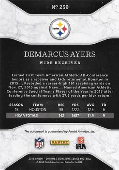 2016 Donruss Signature Series - Holo Silver #259 Demarcus Ayers Back