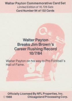 1988 NFL Properties Walter Payton Commemorative #94 Breaks Career Rushing Back