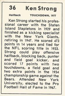 1977 Touchdown Club #36 Ken Strong Back