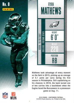 2016 Panini Contenders - Championship Ticket #8 Ryan Mathews Back